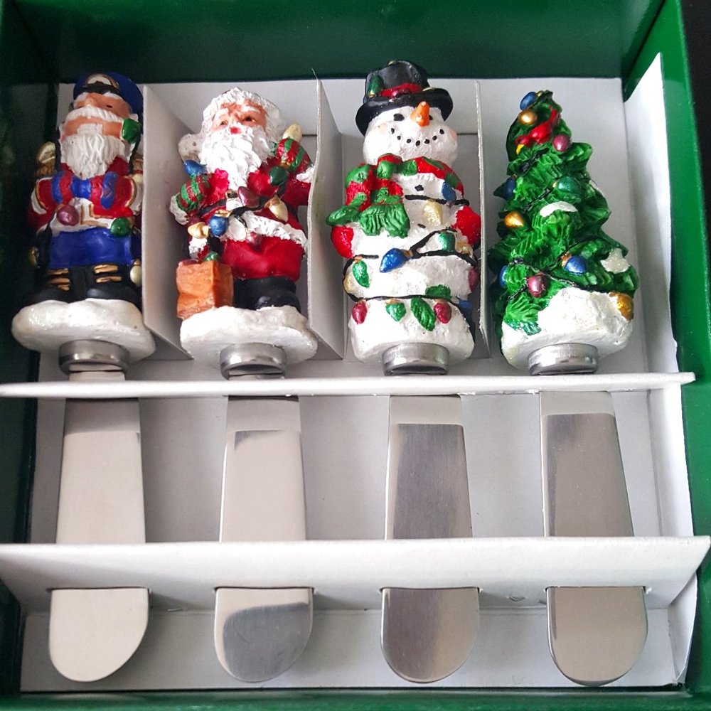 Boston Warehouse Christmas Stainless Knives: Santa, Snowman Tree Santa Soldier